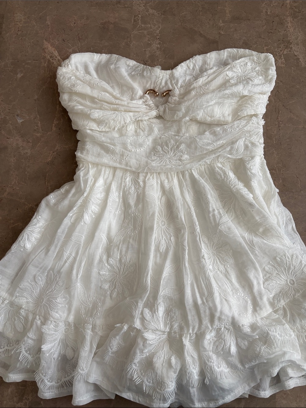 Strapless White Embroidered jumpsuit
